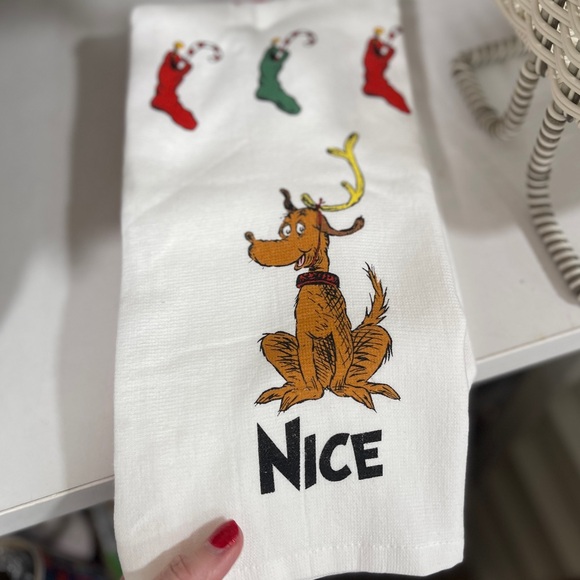Christmas Grinch Tervis & Max Naughty & Nice 3pk Kitchen Towel Set NWT - Picture 2 of 4